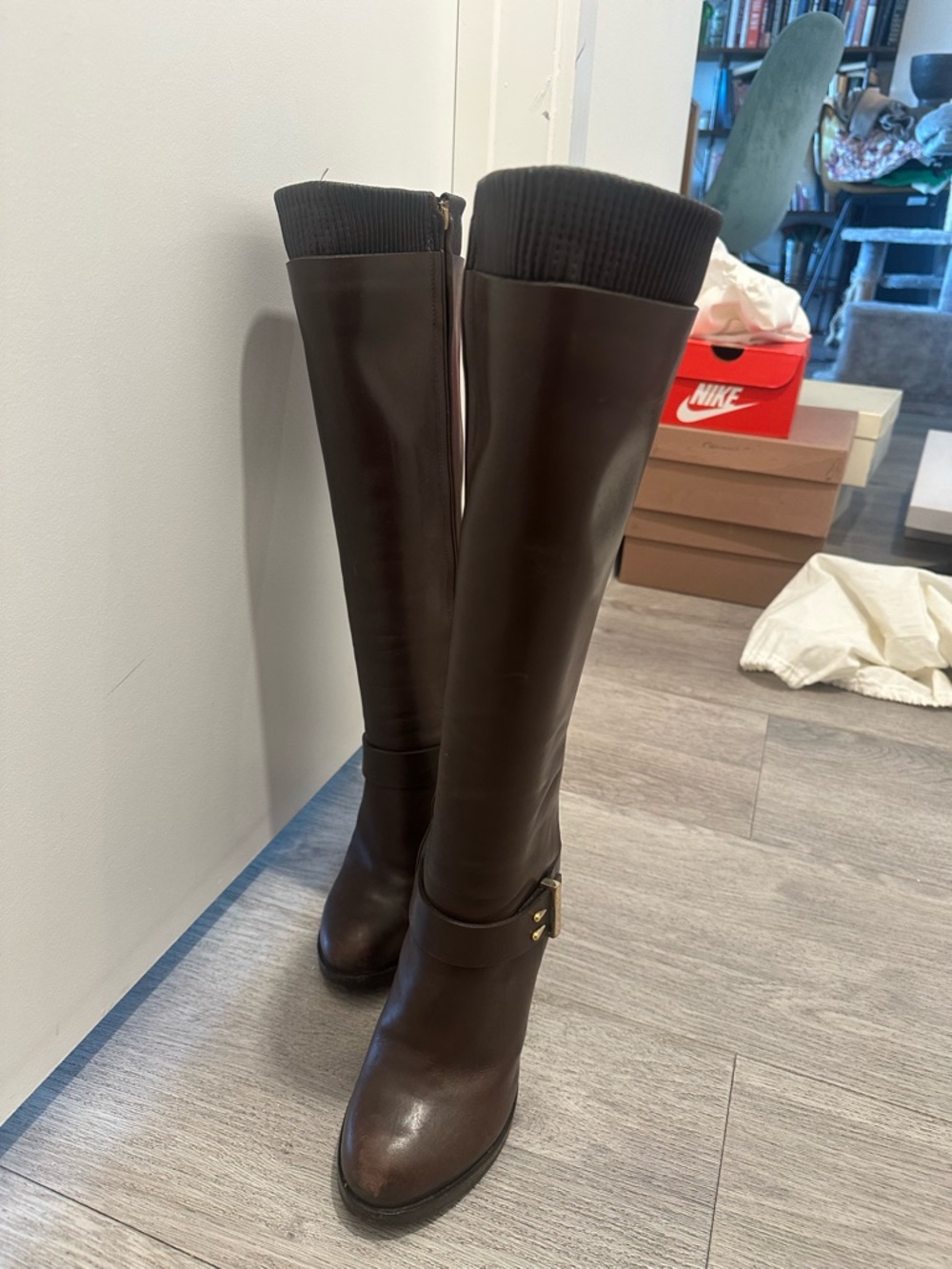 Givenchy Dark Brown Over-the-Knee Leather Boots